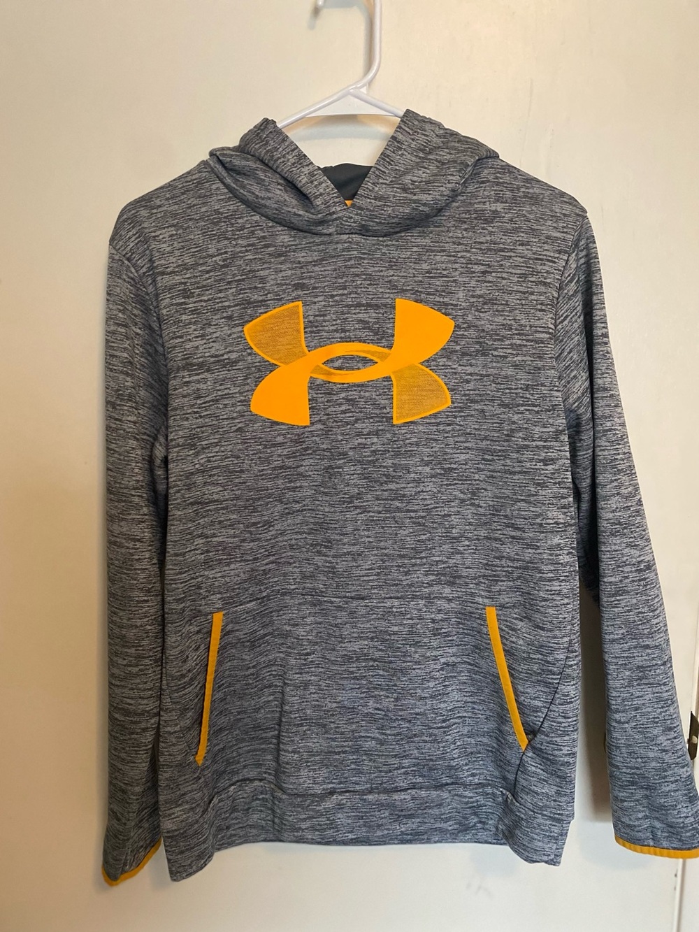 Under Armour Gray Hoodie with Yellow Logo and Trim
